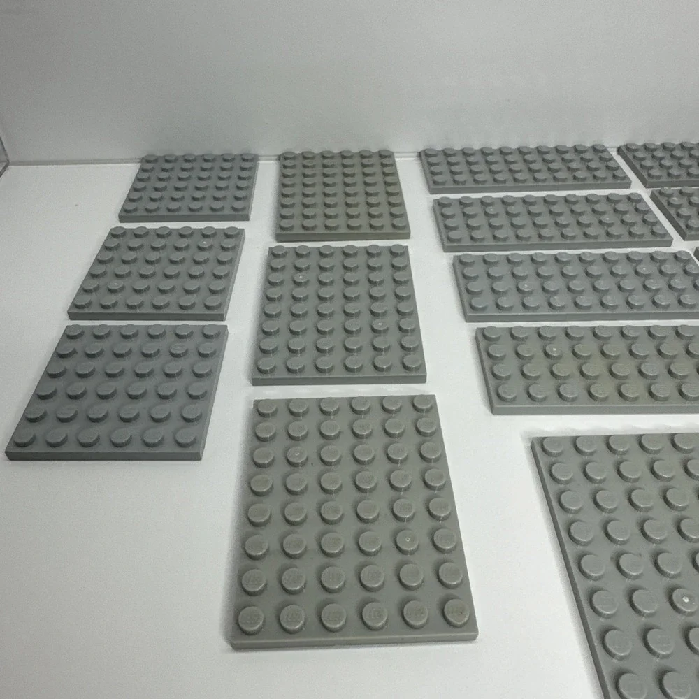 Lego Parts - Plates - 4x8, 4x10, 6x6, 6x8 & 8x8 Light Bluish Gray Lot Of 16‎